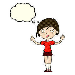cartoon girl asking question with thought bubble