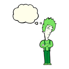 cartoon vampire with thought bubble