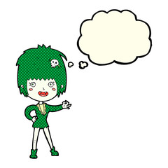 cartoon vampire girl with thought bubble