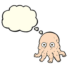 cartoon alien squid face with thought bubble