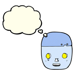 cartoon robot head with thought bubble
