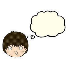 cartoon curious boy with thought bubble