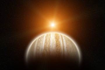 Obraz na płótnie Canvas Rising Sun on Planet Jupiter