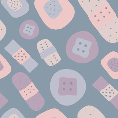 Cartoon medical patch for kids. Flat seamless vector pattern.