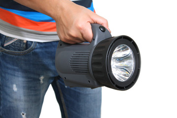 Man holding a flashlight