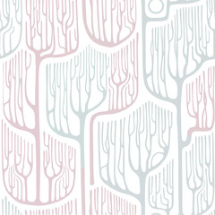Seamless pattern with stylized trees. Winter.