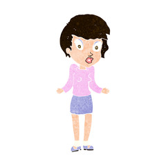 cartoon woman shrugging shoulders