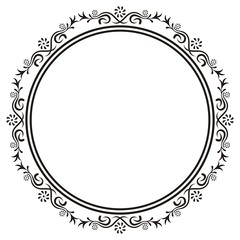 Circle Vintage Frame Vector. frames and vignette for design template. Elements in Victorian style. Ornate decor for invitations, greeting cards, certificate, thank you message.