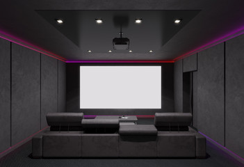 Home Theater Interior. 3d illustration.