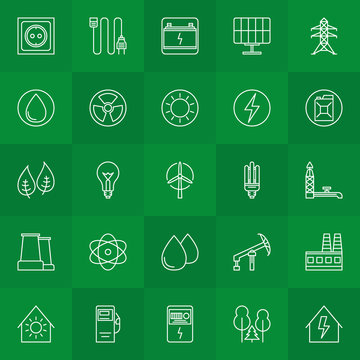 Energy and power linear icons
