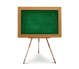 green chalk board with tripod isolate