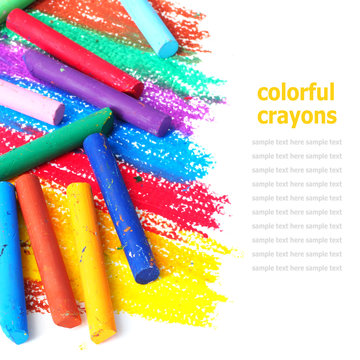 colorful crayons isolated on white background