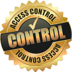 golden shiny vintage access control 3D vector icon seal sign button shield star with checkmark