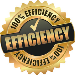 golden shiny vintage efficiency 3D vector icon seal sign button shield star with checkmark