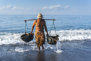 Traditional salt farmer
