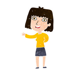 cartoon friendly woman waving