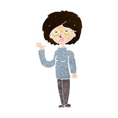 cartoon woman waving