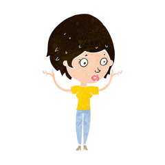 cartoon woman raising hands in air