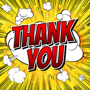 Thank You - Comic book style word on comic book abstract background.
