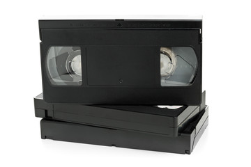 Obraz premium Stack of video home system movie cassettes
