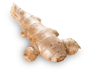 Fresh ginger root on white background.