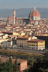 Fototapeta na wymiar Une vue verticale du Centre ville de Florence
