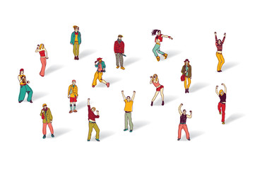 Casual people isolated on white and shadows