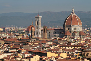 Fototapeta na wymiar Les monuments de Florence vue d'en haut