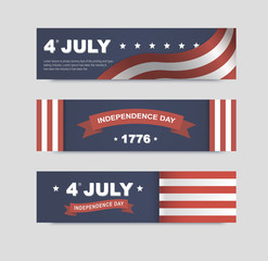 Vector banners for Independence Day of America.