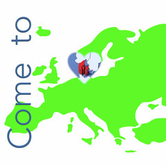 Come to Denmark con mappa Europa