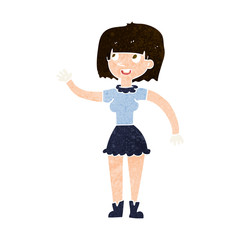 cartoon girl waving