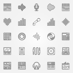 Recording studio icons set