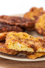 Sliced zucchini meatballs served on the plate