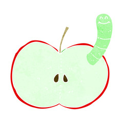 cartoon apple with worm