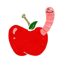 cartoon apple with worm