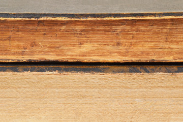 Dirty antique hard cover book, close up, DOF