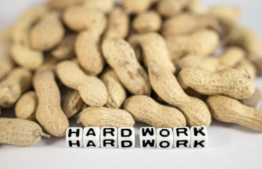 Hard work text message with peanuts