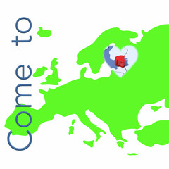 Come to Denmark con mappa Europa