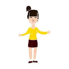 cartoon woman shrugging shoulders