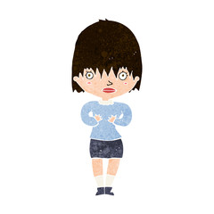 cartoon woman making Who Me? gesture