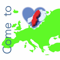 Come to Sweden con mappa Europa