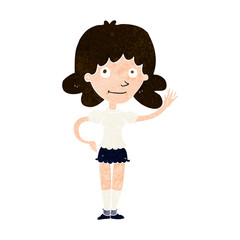 cartoon woman waving