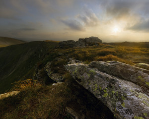 The stone slopes in sunset
