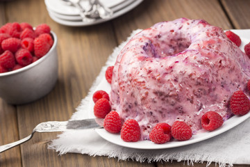 Raspberry Charlotte or Mousse Cake with Berries