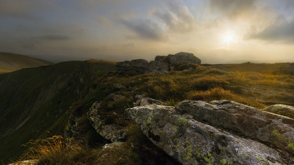 The stone slopes at the sunset