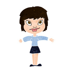 cartoon woman with open amrs
