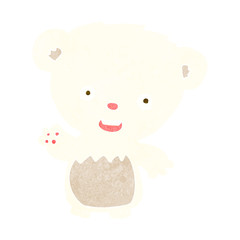 cartoon polar bearcub waving