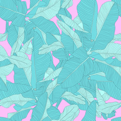 tropical palm leaves seamless pattern, trendy fabric design