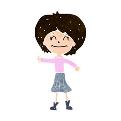 cartoon happy girl giving thumbs up symbol