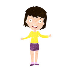 cartoon excited woman